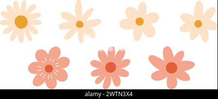 Set handgezeichneter Minimalblumen. Frühlingsmuster mit Blumenmuster. Abbildung des Vektormaterials Stock Vektor