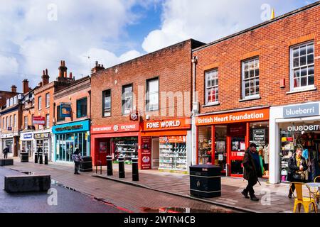 High Street im Stadtzentrum. Winchester, Hampshire, England, Vereinigtes Königreich, Europa Stockfoto