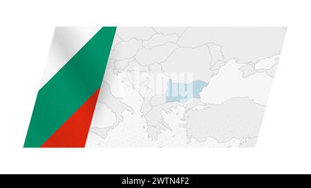 Bulgarien Karte in modernem Stil mit Flagge Bulgariens auf der linken Seite. Vektorabbildung einer Karte. Stock Vektor