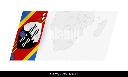 Swasiland Karte in modernem Stil mit Flagge von Swasiland auf der linken Seite. Vektorabbildung einer Karte. Stock Vektor