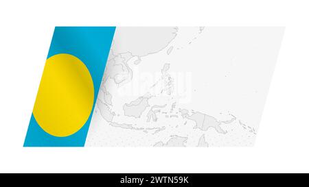 Palau Karte in modernem Stil mit Flagge von Palau auf der linken Seite. Vektorabbildung einer Karte. Stock Vektor