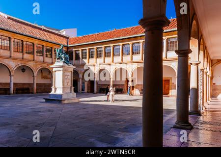 Statue von Fernando Valdés im alten Kloster der Universität Oviedo. Oviedo, Principado de Asturias, Spanien, Europa Stockfoto