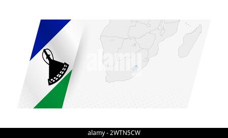 Lesotho Karte in modernem Stil mit Flagge von Lesotho auf der linken Seite. Vektorabbildung einer Karte. Stock Vektor