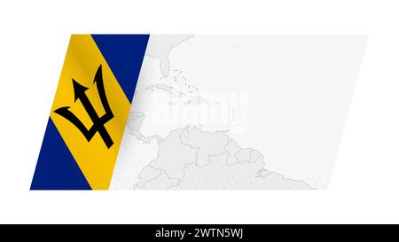 Barbados Karte in modernem Stil mit der Flagge von Barbados auf der linken Seite. Vektorabbildung einer Karte. Stock Vektor