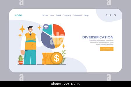 Vertikale Integration über Web oder Landung. Optimierung und Kontrolle der Lieferkette des Unternehmens. Geschäftsstrategie von der Fertigung bis zum Vertrieb. Optimierter Produktionsablauf. Illustration des flachen Vektors Stock Vektor