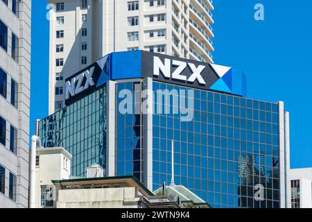 New Zealand Stock Exchange (NZX) Büro in Auckland, Neuseeland. Stockfoto