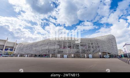 Außenansicht des Stadions Jean-Bouin, eines Pariser Stadions neben dem Parc des Princes, in dem der Rugbyclub Stade Francais Paris untergebracht ist Stockfoto