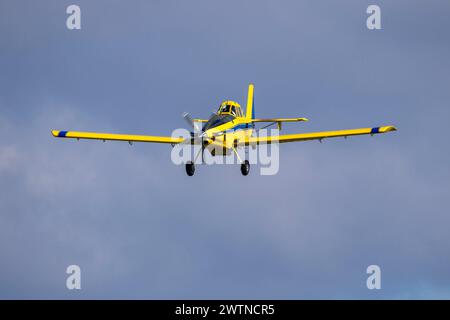Lufttraktor AT-802A (REG: N10023) Ankunft nach 6 Stunden auf einem Fährflug. Stockfoto