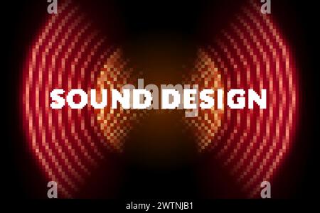 Dynamische Sound Wave Visualisierung Sound Design Vektor Illustration rote Welle Neonspektrum. Stock Vektor