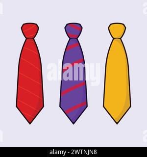 Satz Krawattenvektor-Symbol Illustration Büro formale Krawattensymbole Vektor-Cartoon Stock Vektor