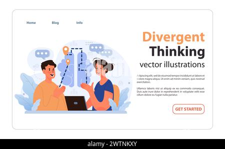 Gemeinsame Brainstorming-Sitzung zu digitalen Pfaden. Zwei Fachleute nahmen an einer lebhaften Diskussion Teil, in der sie digitale Verbindungen und Strategien aufstellten. Ideenfluss, Technologielinks. Flacher Vektor Stock Vektor