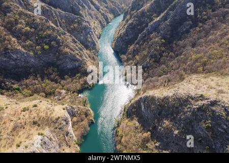 Blick auf den Matka Canyon in Nordmazedonien Stockfoto