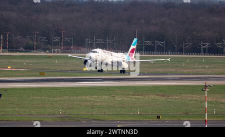 D-AGWV Eurowings Airbus A319-132 am Flughafen Düsseldorf. DUS EDDL. Düsseldorf, Nordrhein-Westfalen, DEU, Deutschland, 14.03.2024 *** D AGWV Eurowings Airbus A319 132 am Flughafen Düsseldorf DUS EDDL Düsseldorf, Nordrhein-Westfalen, DEU, Deutschland, 14 03 2024 Stockfoto