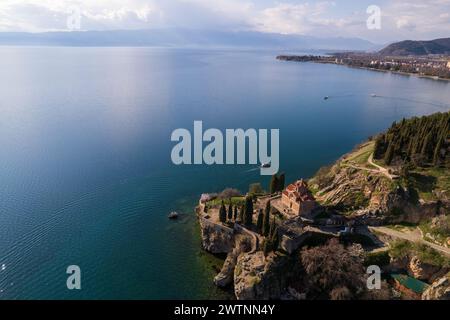 Luftaufnahme der Kirche in Ohrid in Nordmazedonien Stockfoto