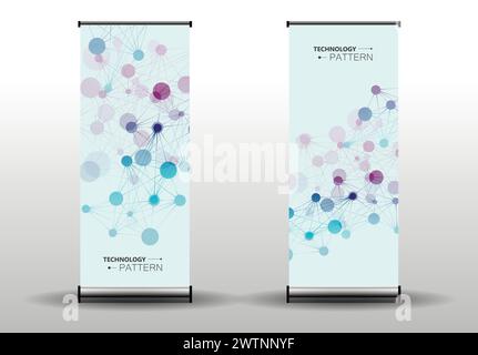 Moderne geometrische Vorlagen mit vernetzter Linien- und Punkttechnologie. Stock Vektor
