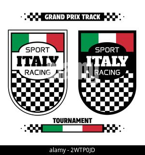 Italien Sport Racing Flag Embleme Set Stock Vektor