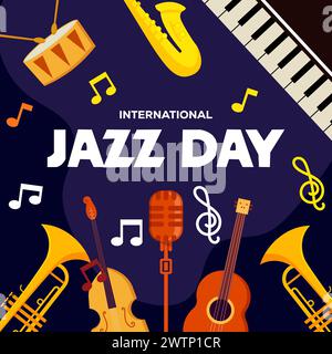 Flacher internationaler Jazztag Illustration Vektor-Design Stock Vektor