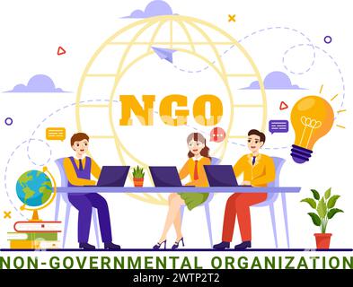 NGO oder Nichtregierungsorganisation Vektor-Illustration, um spezifischen sozialen und politischen Bedürfnissen in Flat Cartoon Hintergrund zu dienen Stock Vektor
