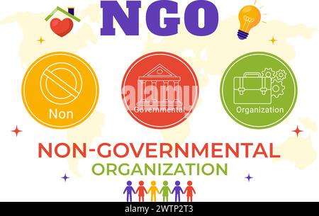 NGO oder Nichtregierungsorganisation Vektor-Illustration, um spezifischen sozialen und politischen Bedürfnissen in Flat Cartoon Hintergrund zu dienen Stock Vektor