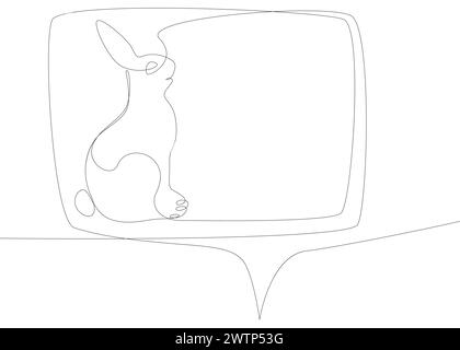Eine durchgehende Sprechblase mit Osterhasen. Vektorkonzept für die Darstellung dünner Linien. Konturzeichnung kreative Ideen. Stock Vektor