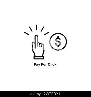 Pay-per-Click-Symbol für Infografiken, Websites, Printmedien und Schnittstellen. Symbol für Linienvektor. Stock Vektor