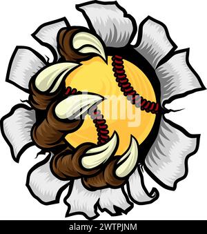 Softball Ball Claw Cartoon Monster Animal Hand Stock Vektor