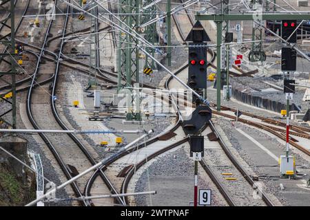 Neue Bahngleise Untertuerkheim. Das Streckennetz wird im Rahmen von Stuttgart 21 umstrukturiert. Unter anderem sind 33 Abstellgleise für Züge Stockfoto