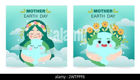 Tag Der Erde. Internationaler Tag Der Mutter Erde. Happy Earth Day Konzept. Speichern Sie das Erdkonzept. Umweltprobleme und Umweltschutz Stock Vektor
