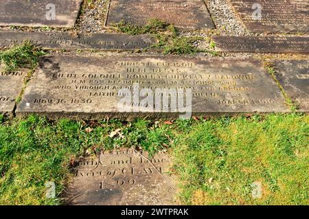 Grabstein in St. Andrew's Church, Leyland Stockfoto