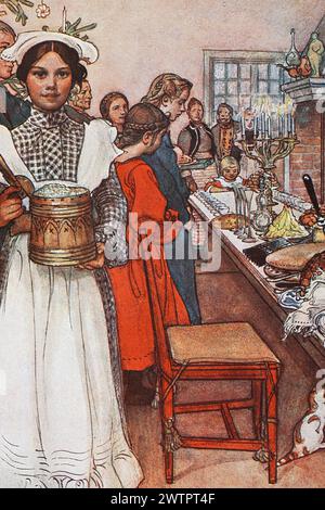 Detail eines traditionellen Familienfestes, weihnachten, von Carl Larsson, 1890er Jahre, schwedische Kunst Stockfoto