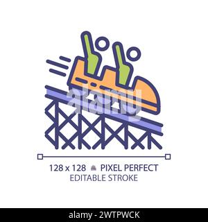 Achterbahn Pixel Perfect RGB-Farbsymbol Stock Vektor