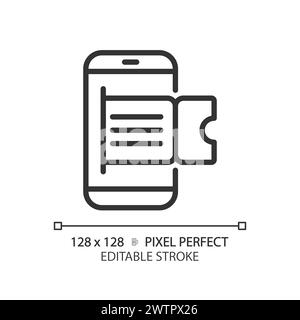 Digitale Tickets Pixel perfektes lineares Symbol Stock Vektor