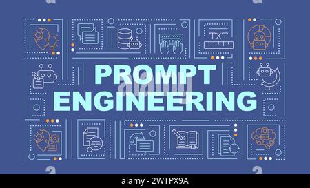 Prompt Engineering dunkelblaues Wort Konzept Stock Vektor