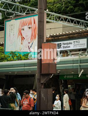 Junge Käufer auf Takeshita Dori in Harajuku, Tokio, Japan - Juni 2024 Stockfoto
