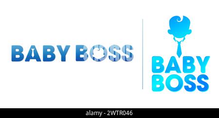 Illustration von Baby Boss Logo Schriftzug Texteffekt isolierter weißer Hintergrund, anwendbar für Siebdruck Kleidung, Stoffdruck Textil Stock Vektor