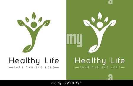 People Tree Logo Design Healthy Life Logo-Typ Stock Vektor