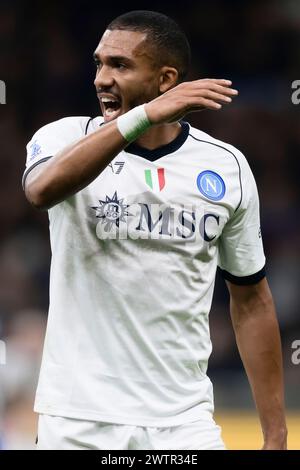 Mailand, Italien. 17. März 2024. Juan Jesus vom SSC Napoli reagierte während des Fußballspiels der Serie A zwischen dem FC Internazionale und dem SSC Napoli. Quelle: Nicolò Campo/Alamy Live News Stockfoto