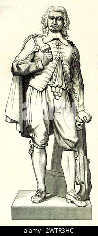 Alte gravierte Reproduktion der Jacques Sarrazin-Statue (1592–1560), französischer Bildhauer. Erstellt von Malknecht, veröffentlicht auf Magasin Pittoresque, Paris, 18 Stockfoto