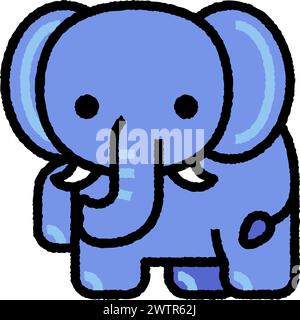 Elefanten-Cartoon-Aufrauen gefüllter Umrisssymbol für Dekoration, Website, Web, mobile App, Drucken, Banner, Logo, Posterdesign usw. Stock Vektor