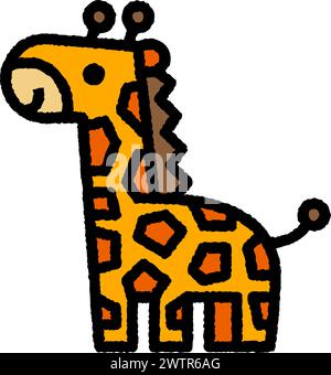 Giraffe Cartoon Aufrauen gefüllte Umrisssymbol für Dekoration, Website, Web, mobile App, Drucken, Banner, Logo, Posterdesign usw. Stock Vektor