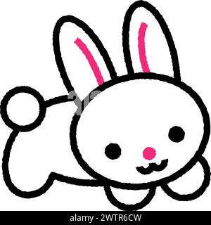 Kaninchen Cartoon Aufrauen gefüllter Umrisssymbol für Dekoration, Website, Web, mobile App, Drucken, Banner, Logo, Posterdesign usw. Stock Vektor