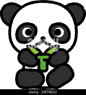 panda Cartoon Aufrauen gefüllter Umrisssymbol für Dekoration, Website, Web, mobile App, Drucken, Banner, Logo, Posterdesign usw. Stock Vektor