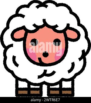 Schaf Cartoon Aufrauen gefüllte Umrisssymbol für Dekoration, Website, Web, mobile App, Drucken, Banner, Logo, Posterdesign usw. Stock Vektor