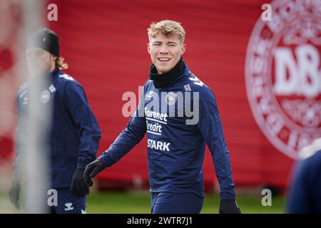 Kopenhagen, Dänemark. März 2024. Rasmus Hoejlund während der Ausbildung in Helsingoer, Dänemark, Dienstag, 19. März 2024. Die dänische Fußballnationalmannschaft spielt in einem Freundschaftsspiel vor der Europameisterschaft gegen die Schweiz. Quelle: Ritzau/Alamy Live News Stockfoto