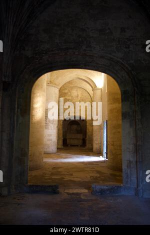 Die mittelalterliche Kirche Saint Honoratus in Les Alyscamps, Arles, Frankreich Stockfoto