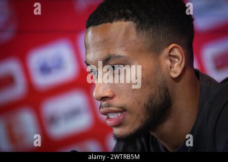 Tubize, Belgien. März 2024. Der belgische Aster Vranckx wurde während eines Trainings der belgischen Fußballnationalmannschaft Red Devils im Trainingszentrum des Königlichen belgischen Fußballverbandes in Tubize am Dienstag, den 19. März 2024, dargestellt. Am Samstag spielen die Red Devils ein Freundschaftsspiel gegen Irland, das Teil der Vorbereitungen für die Euro 2024 ist. BELGA PHOTO VIRGINIE LEFOUR Credit: Belga News Agency/Alamy Live News Stockfoto