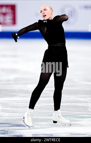 Niina PETROKINA (EST), während des Women Practice, bei der ISU-Eiskunstlauf-Weltmeisterschaft 2024, im Bell Centre, am 18. März 2024 in Montreal, Kanada. Quelle: Raniero Corbelletti/AFLO/Alamy Live News Stockfoto