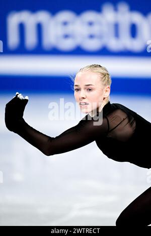 Niina PETROKINA (EST), während des Women Practice, bei der ISU-Eiskunstlauf-Weltmeisterschaft 2024, im Bell Centre, am 18. März 2024 in Montreal, Kanada. Quelle: Raniero Corbelletti/AFLO/Alamy Live News Stockfoto