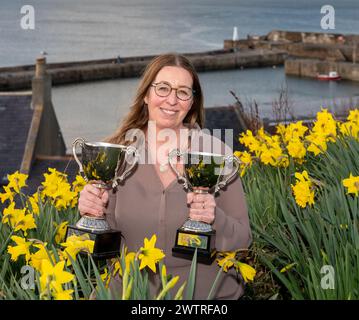 17. März 2024. Seafield Arms Hotel, Cullen, Moray, Schottland. Das ist Kellie Spooner, die am Sonntag, 17. M. an der World Cullen Skink Championship teilnahm Stockfoto