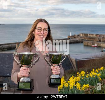 17. März 2024. Seafield Arms Hotel, Cullen, Moray, Schottland. Das ist Kellie Spooner, die am Sonntag, 17. M. an der World Cullen Skink Championship teilnahm Stockfoto